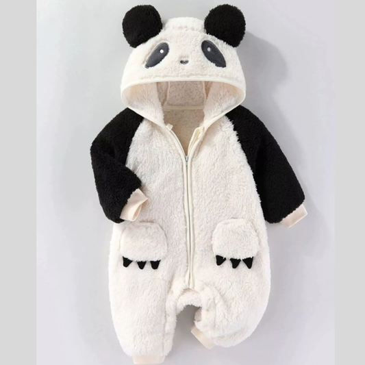 Children's Animal Plush Hooded One-Piece Jumpsuit