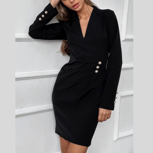 Ruched Surplice Long Sleeve Dress