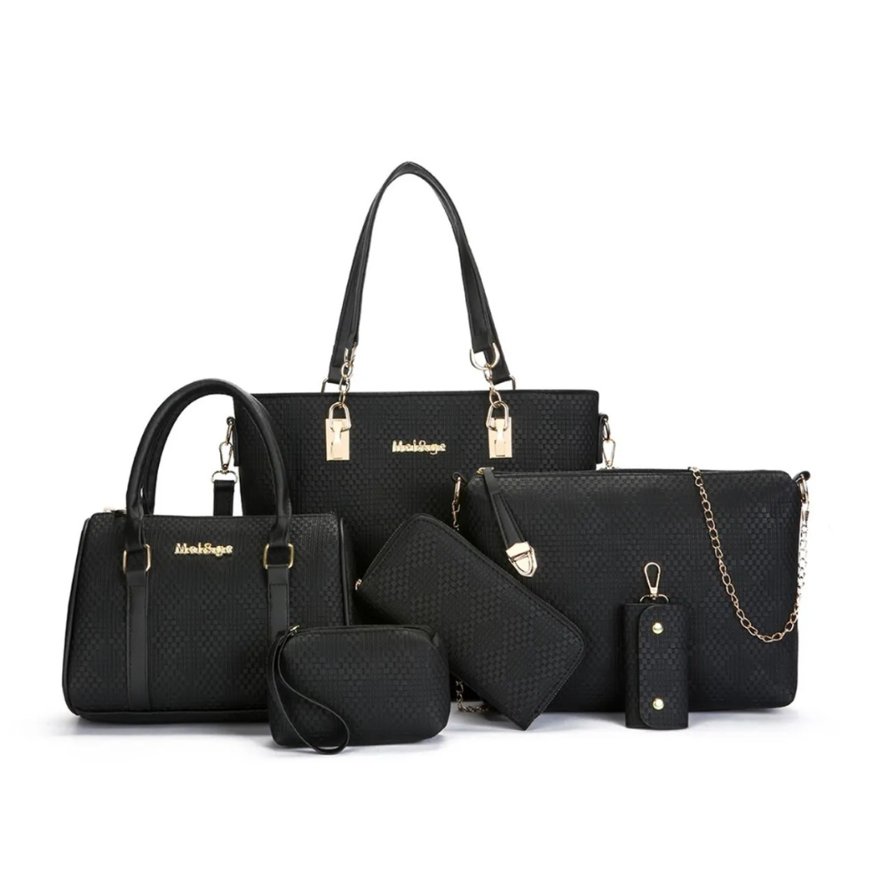 6-Piece Leather Textured Bag Set