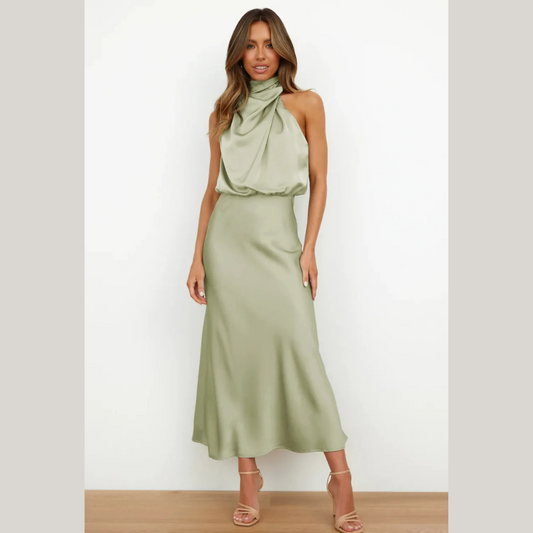 Women's Solid Color High-grade Satin Elegant Dress