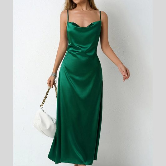Satin Cowl Neck Cami Dress