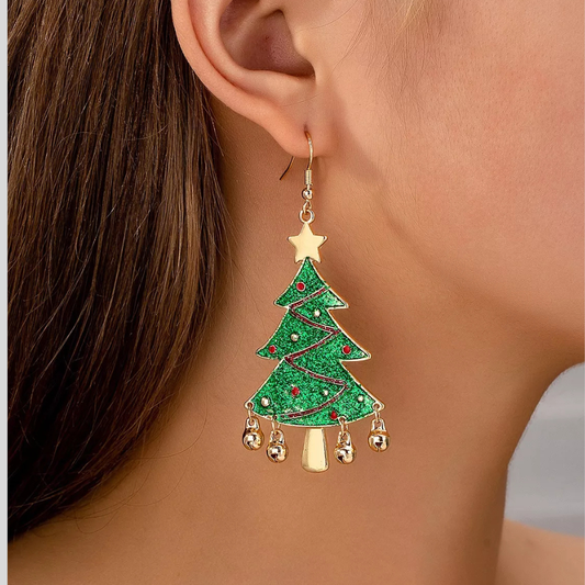 Sparkling Christmas Tree Statement Earrings