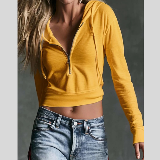 Cropped Half-Zip Hoodie