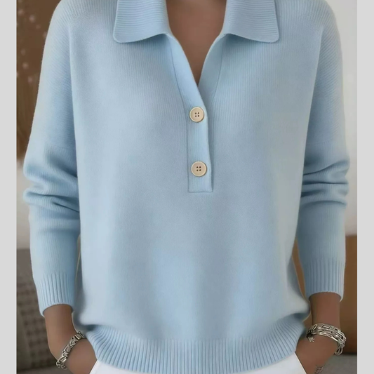 Women's Plus Size Long Sleeve Button Accent Sweater
