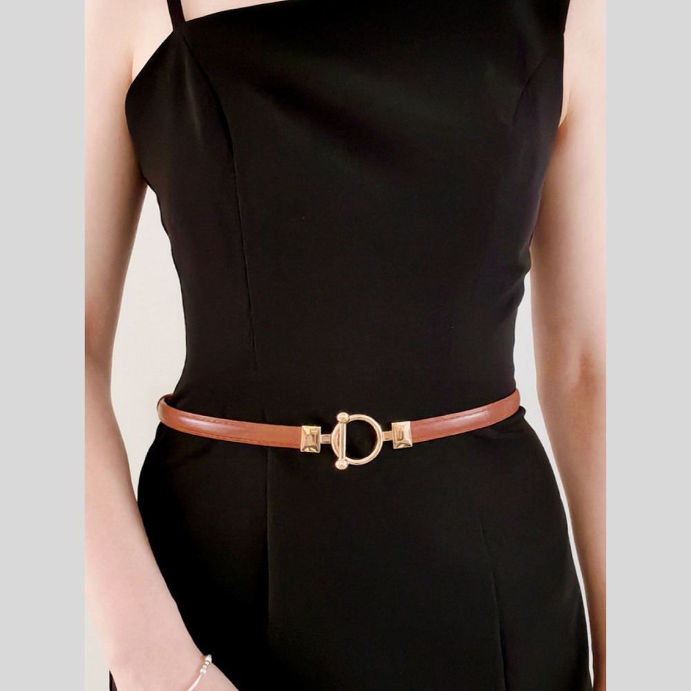 Toggle Buckle Skinny PU Belt