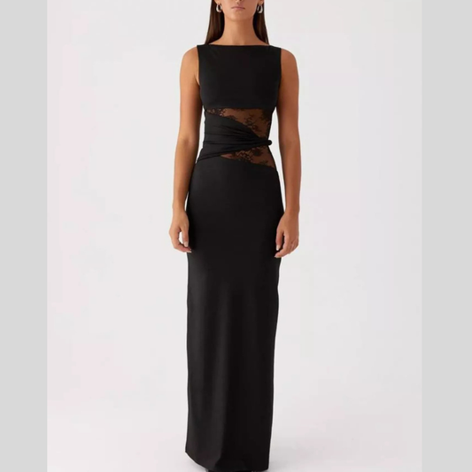 Lace Cutout Sleeveless Maxi Dress
