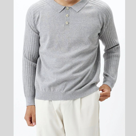 Men's Plus Size Classic Fit Ribbed Sleeve Knit Top