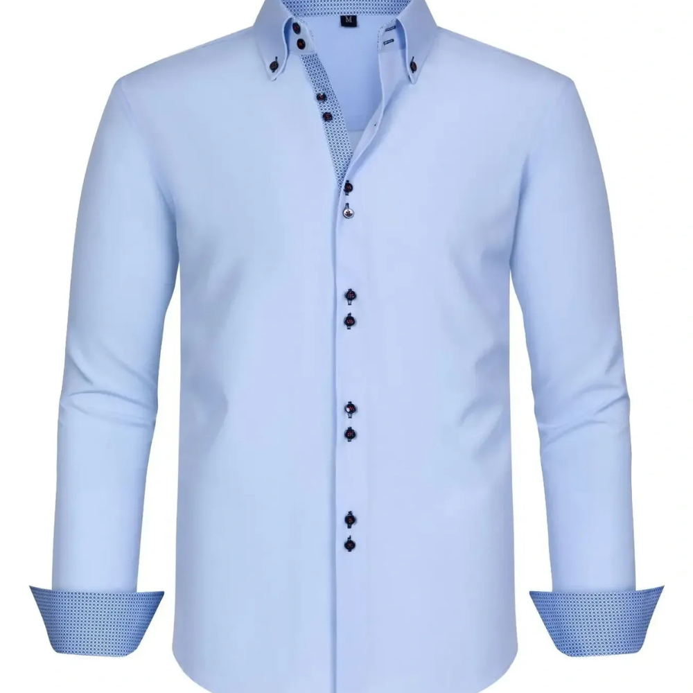 Men's Full Size Button-Down Casual Shirt with Contrast Cuffs Plus Size