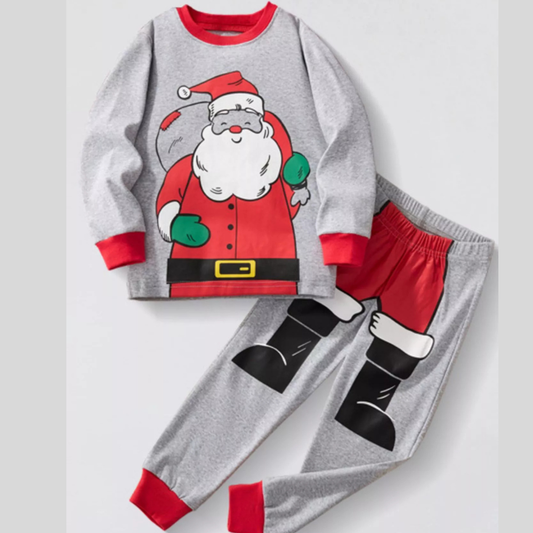 Children's Christmas Santa Round Neck Pajama Set