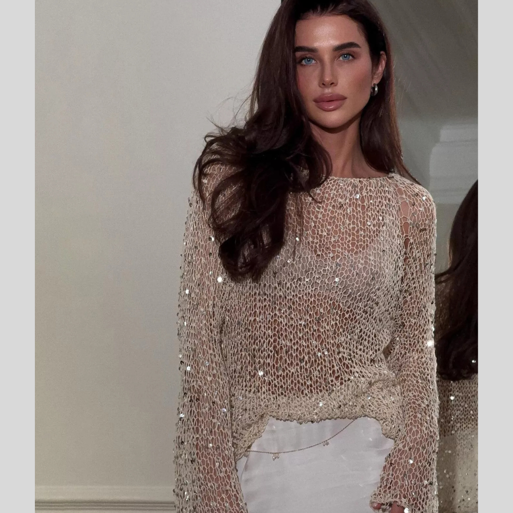 Sequin Embellished Knit Cover Up