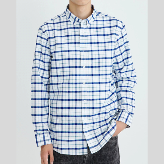 Men's Full Size Plaid Long Sleeve Shirt Plus Size