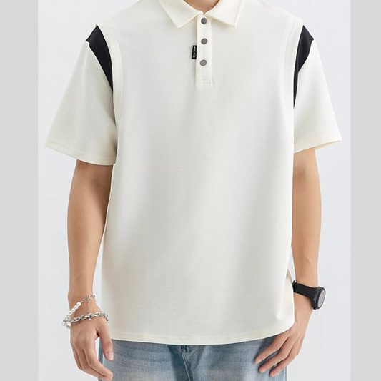 Men's Plus Size Contrast Shoulder Casual Polo