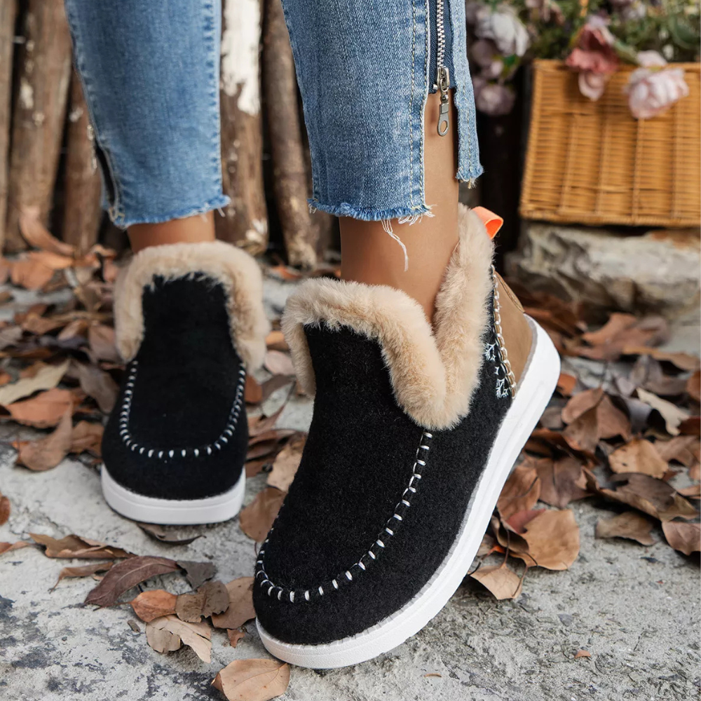 Cozy Fur-Trimmed Slip-Ons