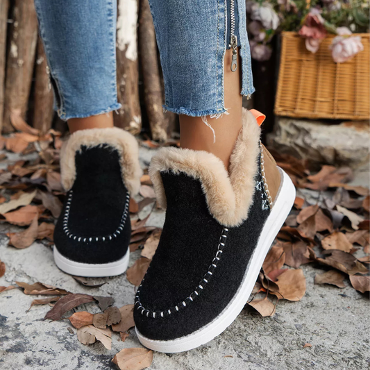 Cozy Fur-Trimmed Slip-Ons
