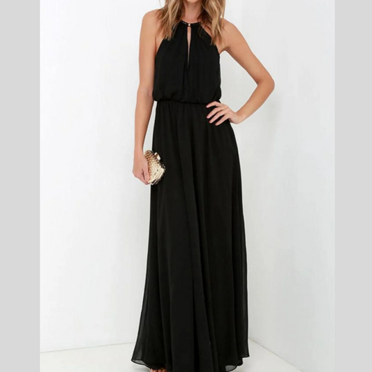 Pleated Sleeveless Maxi Tank Dress