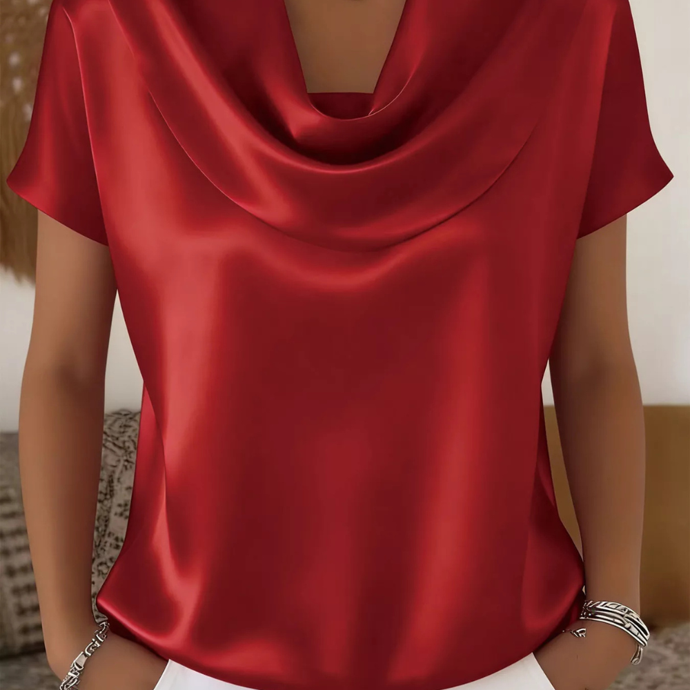 Cowl Neck Short Sleeve Blouse