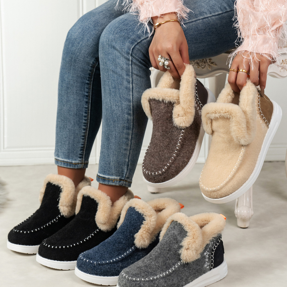 Furry Suede Round Toe Flat Sneakers