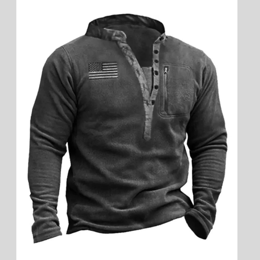 Men’s Plus Size Button Detail Long Sleeve Sweatshirt