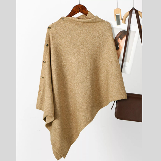 Button-Accented Poncho Scarf
