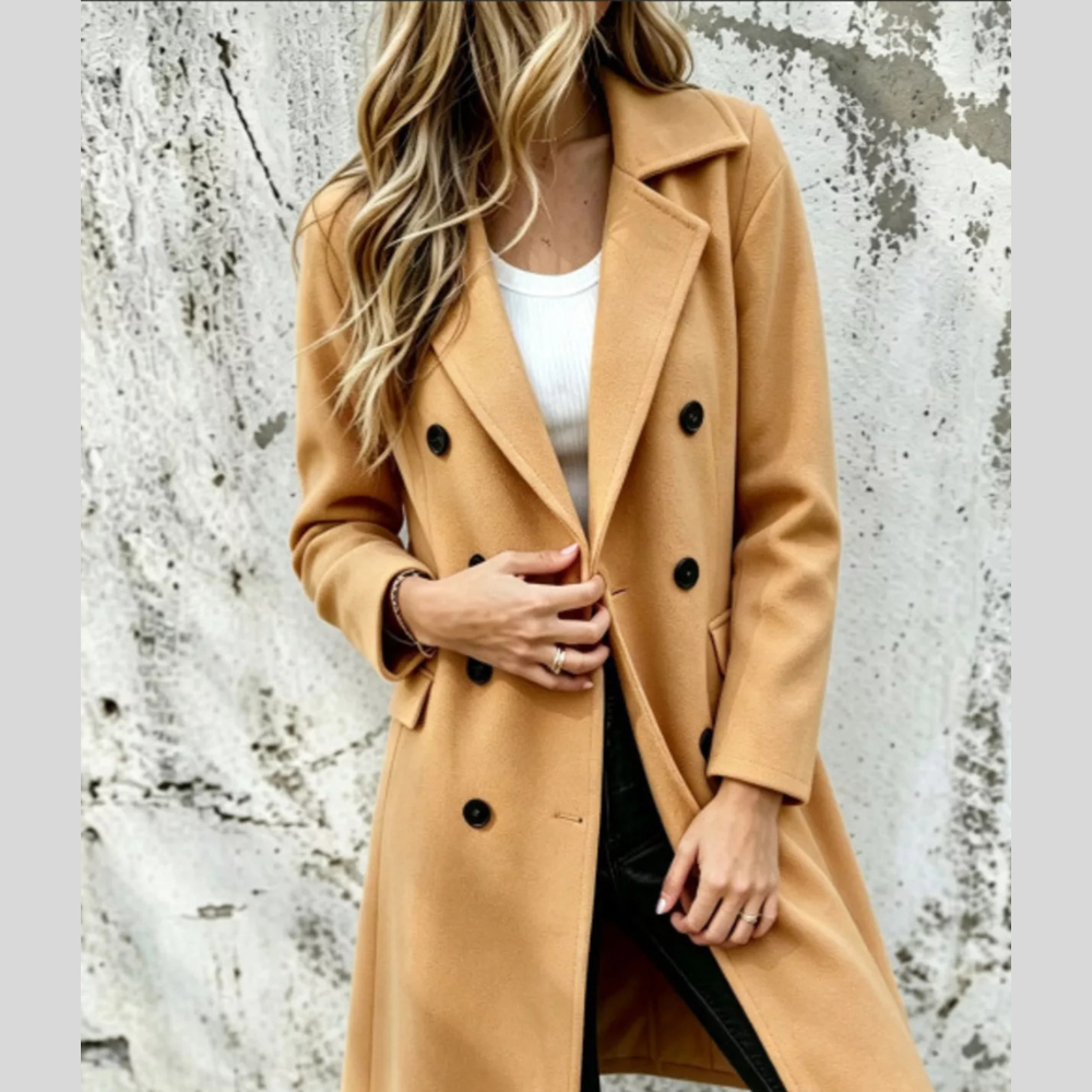 Full Size Double-Breasted Lapel Collar Coat Plus Size