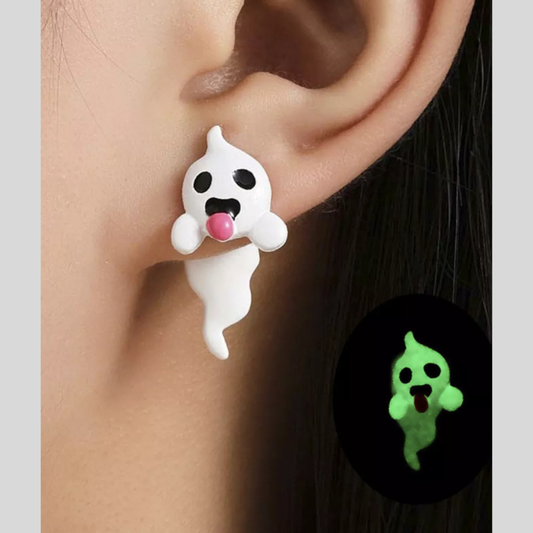 Halloween Ghost and Pumpkin Dangle Earrings