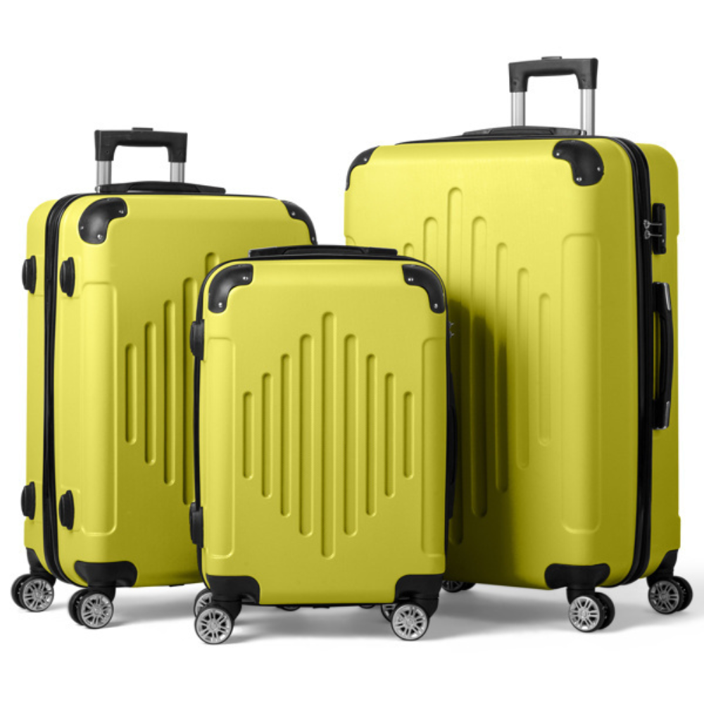 3-in-1 Trolley Case 20in 24in 28in ABS Aluminum Alloy Trolley Macaron Color - Cream Yellow 3-in-1 ABS Trolley Case 20 Inches-24 Inches-28 Inches Black - FREE USA SHIPPING