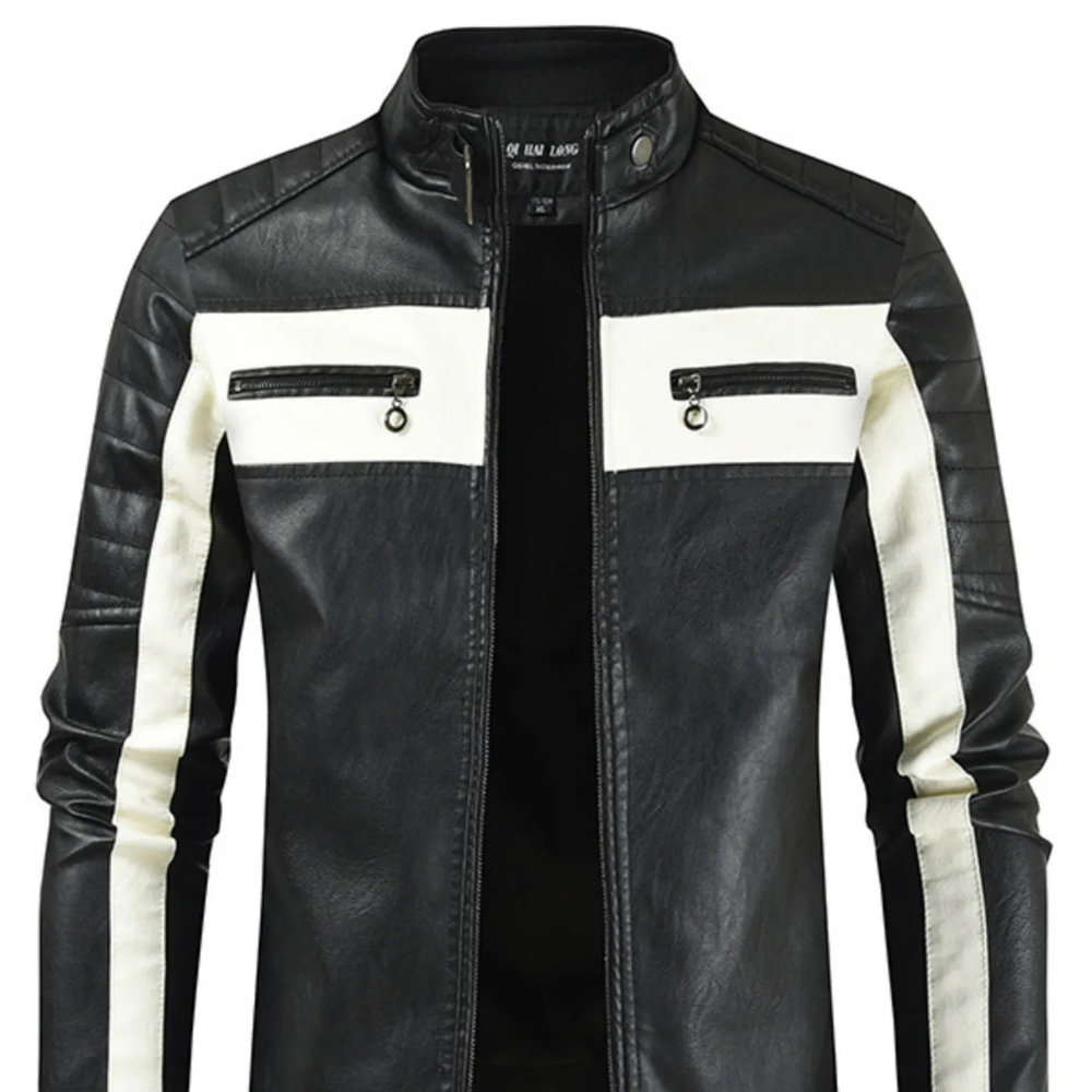 Men's Plus Size Contrast Zip Up Long Sleeve Jacket