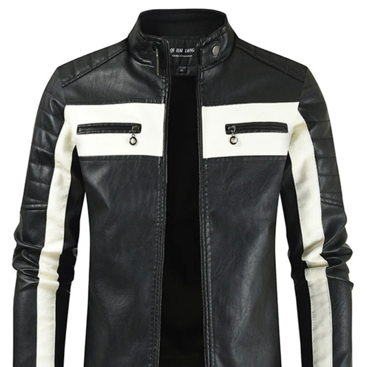 Men's Plus Size Contrast Zip Up Long Sleeve Jacket