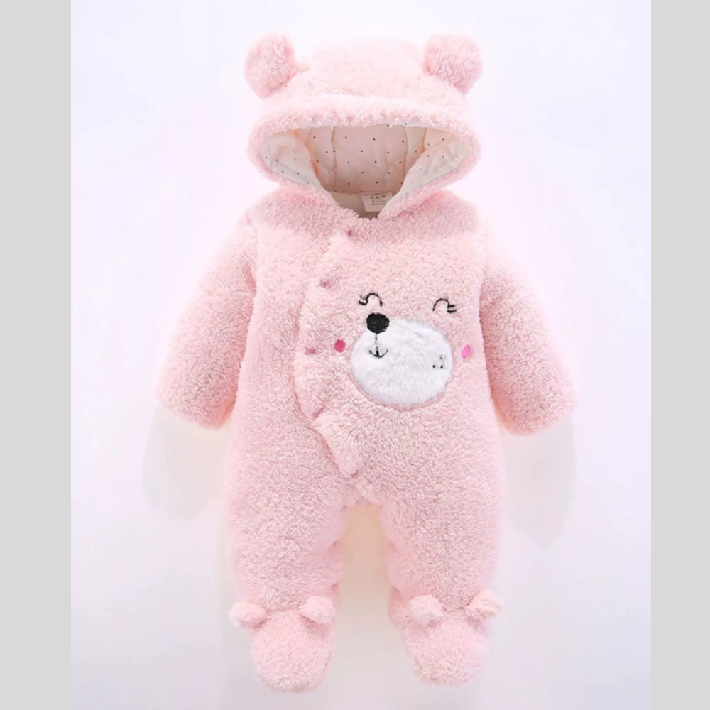 Children's Cute Bear Hooded Fleece One-Piece