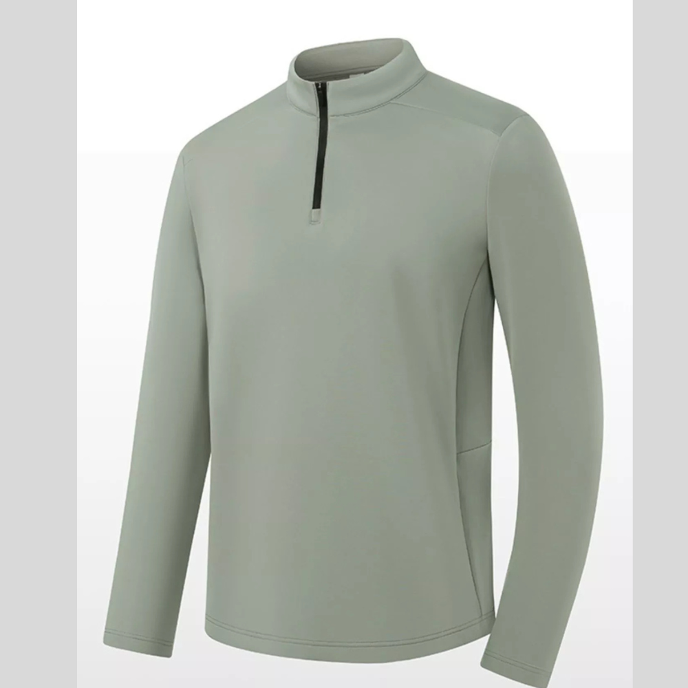 Men's Plus Size Long Sleeve Quarter Zip T-Shirt