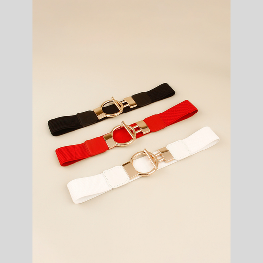 Circle Shape Buckle Zinc Alloy Buckle PU Leather Belt