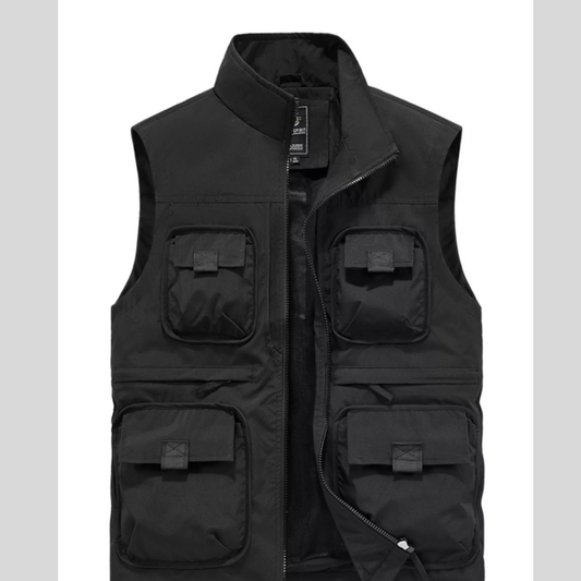 Men's Plus Size Multi-Pocket Cargo Vest