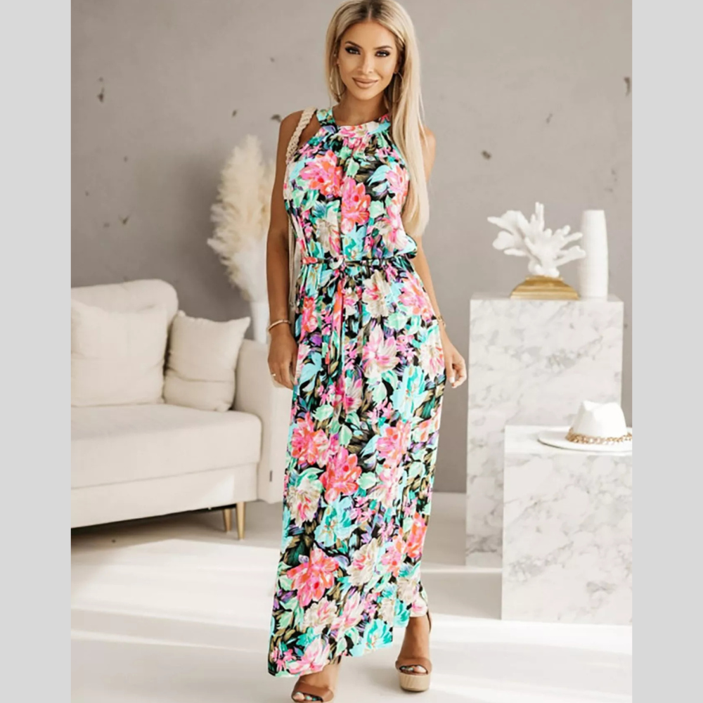 Printed Sleeveless Maxi Dress