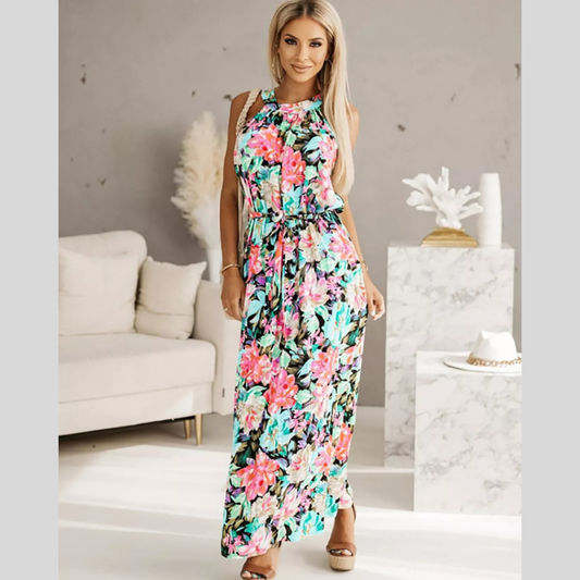 Printed Sleeveless Maxi Dress
