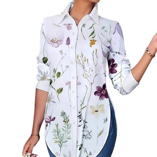 Leisure Vacation Elegant Flowers Printed Shirt Top