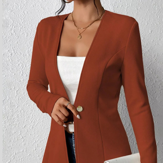 Single-Button Long Sleeve Blazer