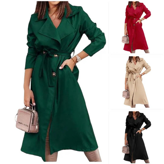 Women's Coat Plus Size Trench Coat Tie-front Top