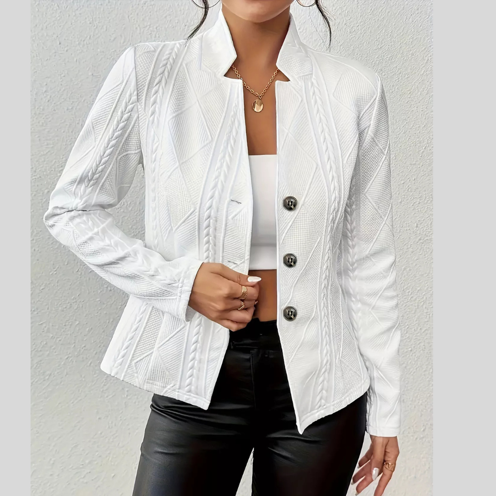 Textured Knit Button-Front Blazer