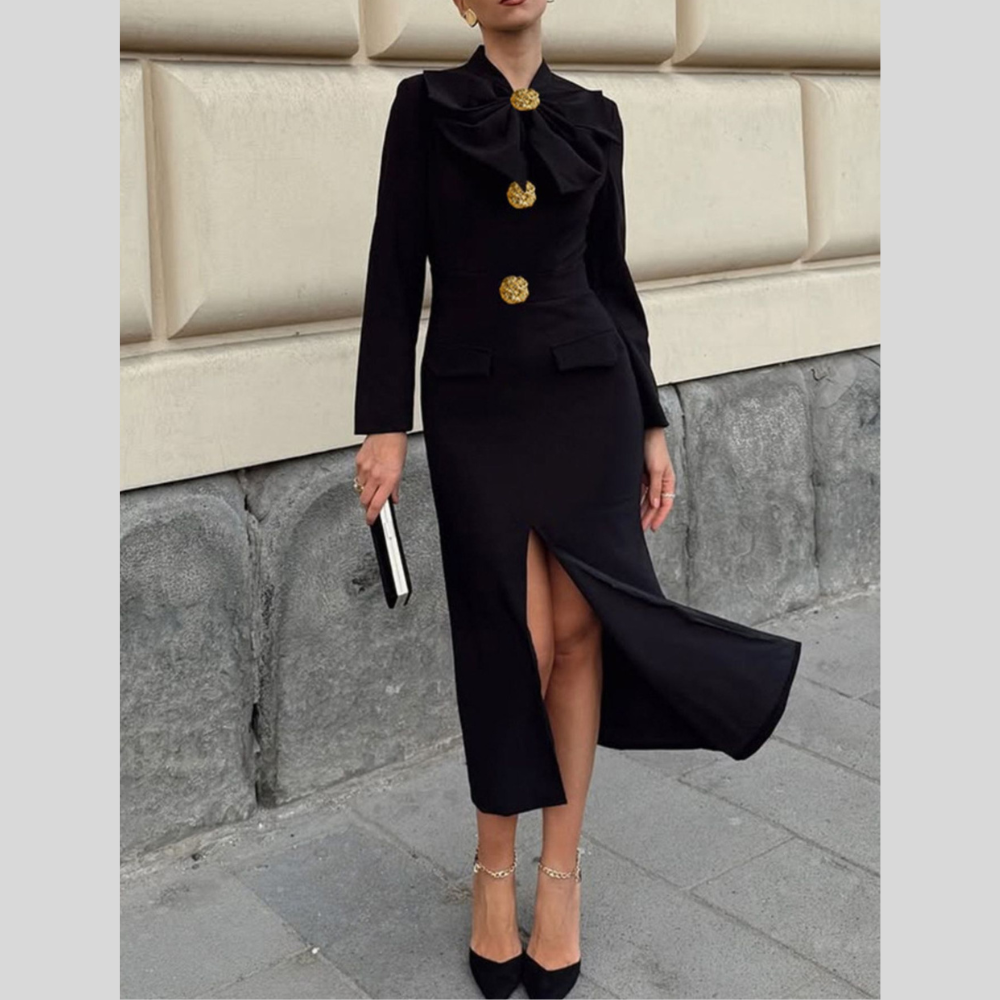 Ruched Long Sleeve Midi Dress