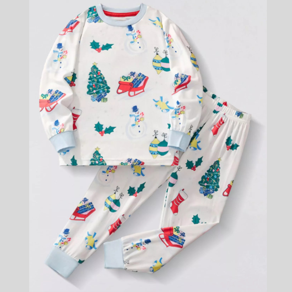 Children's Christmas Round Neck Top and Pants Set