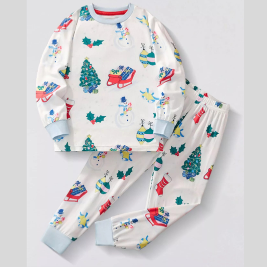 Children's Christmas Round Neck Top and Pants Set