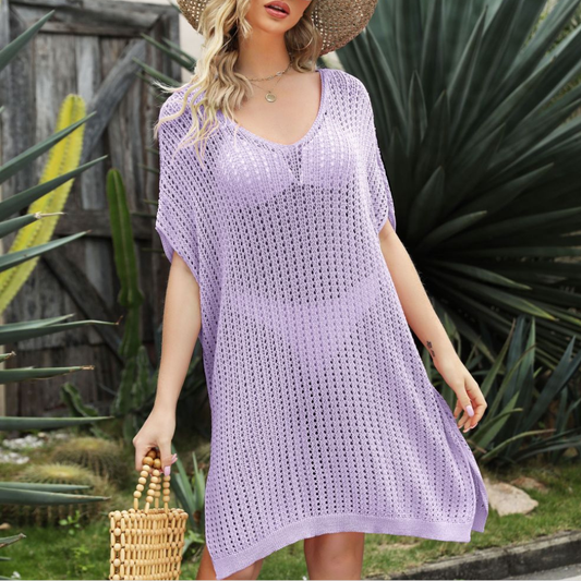Openwork Side Slit Cover-Up Dress