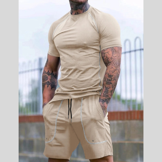 Men's Full Size Round Neck Short Sleeve T-Shirt and Shorts Set Plus Size
