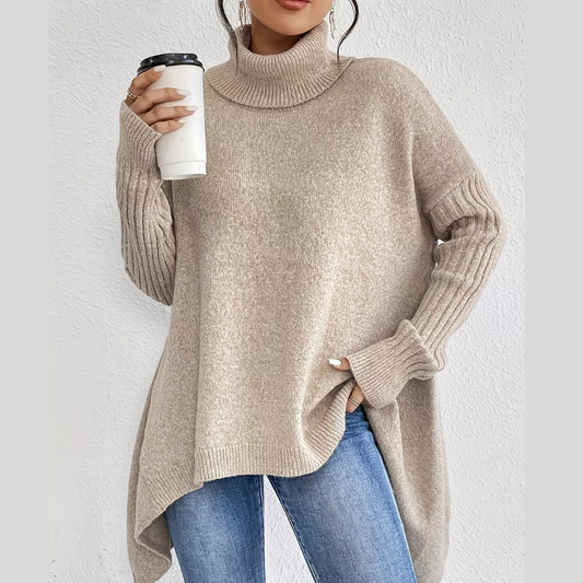 Turtleneck High-Low Hem Sweater