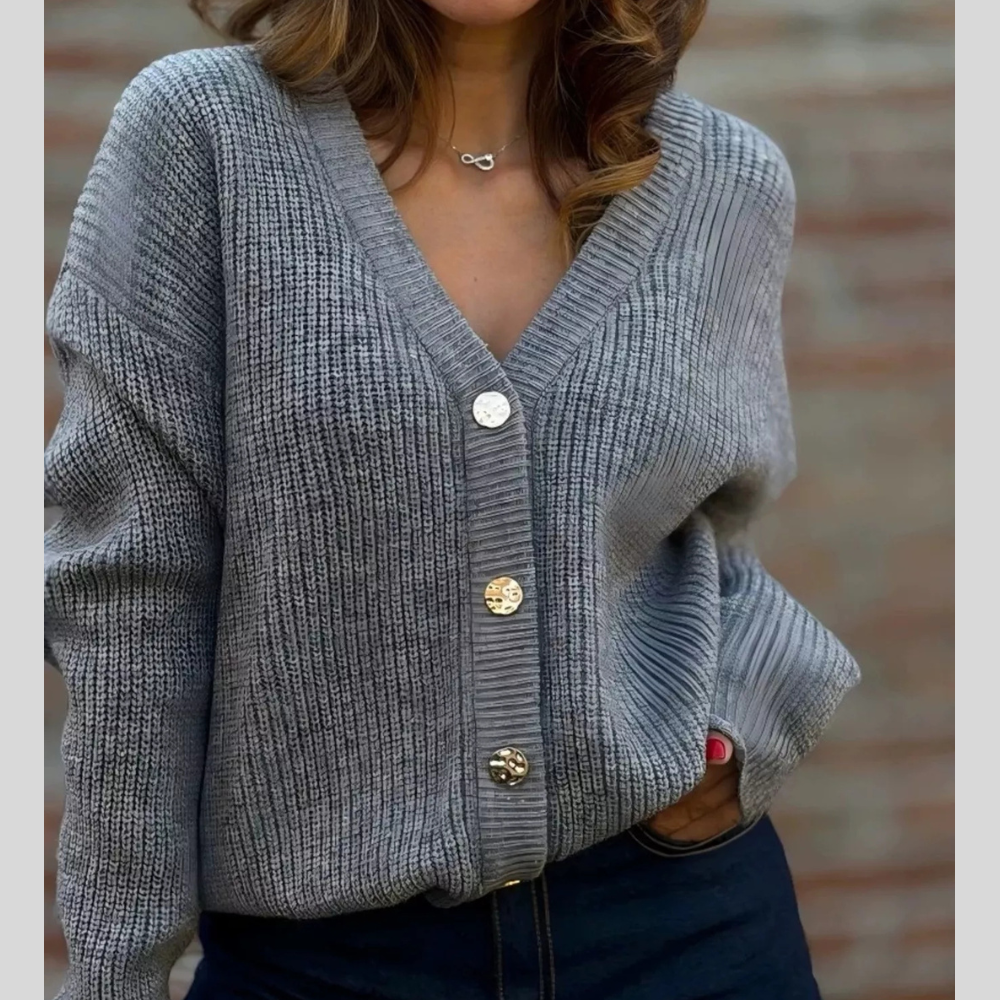 Full Size V-Neck Button-Up Knit Cardigan Plus Size
