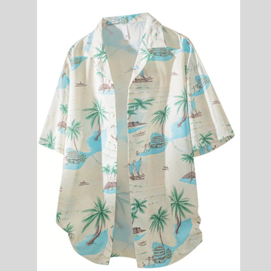 Men's Tropical Print Short Sleeve Shirt