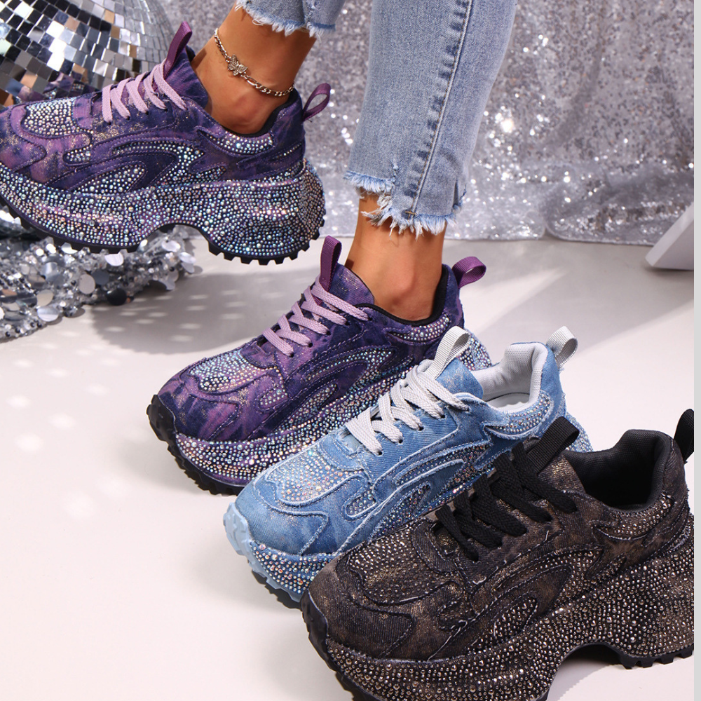 Rhinestone Lace Up Sneaker