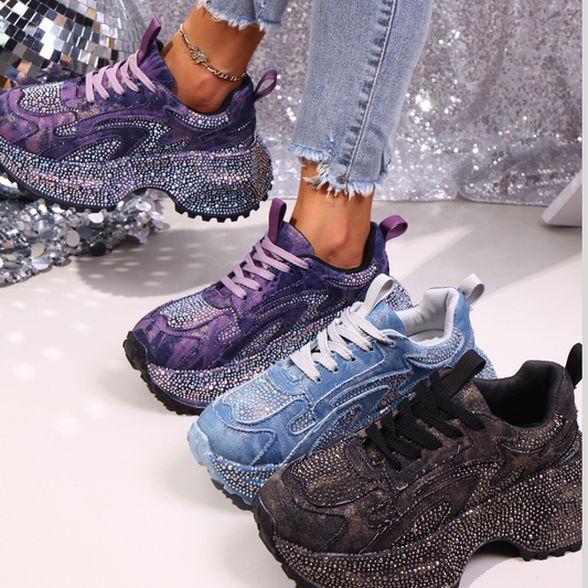 Rhinestone Lace Up Sneaker