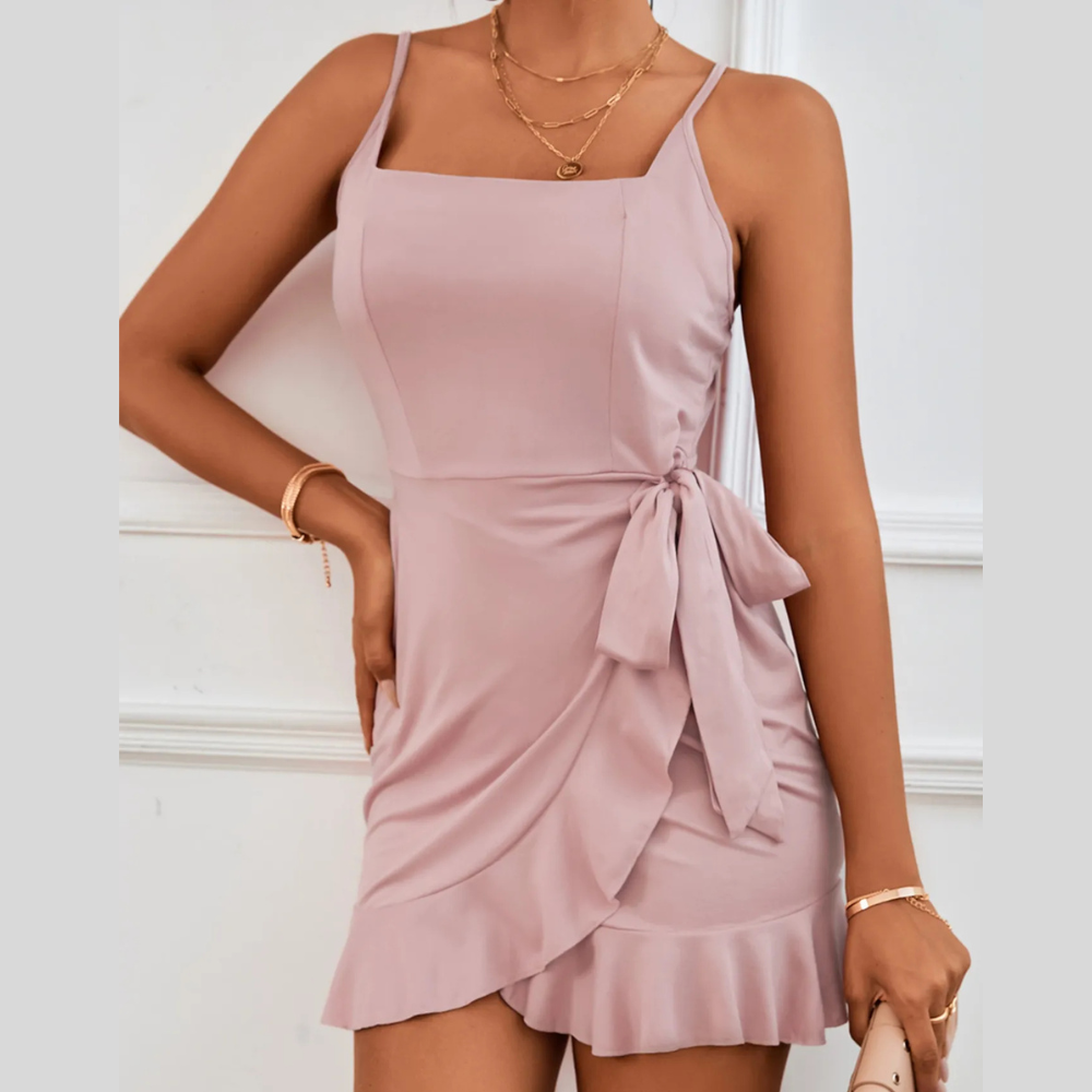 Wrap Cami Mini Dress with Tie Detail
