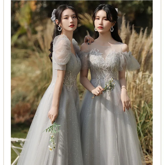 Dress Sisters Dress Female Gray Slim Fit Girlfriend Clothes